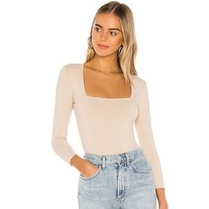 FREE PEOPLE TRUTH OR SQUARE NUDE LONG SLEEVE BODYSUIT